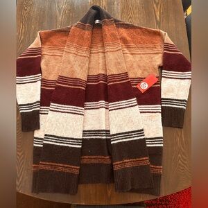 Women's  Medium 89 & Madison NWT Chocolate Fudge Stripe long Knit Sweater
